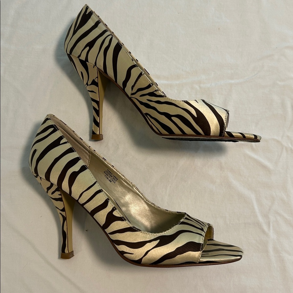 Zebra Print Peep Toe Heels - Picture 3 of 6